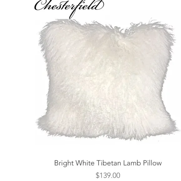 Throw Pillow Mongolian Fur / Tibetan Lamb Throw Pillow – White – 18x18 - Picture 11 of 11